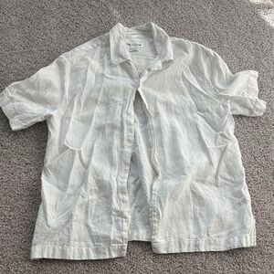 Zara Men's Light Gray Casual Button linen Shirt